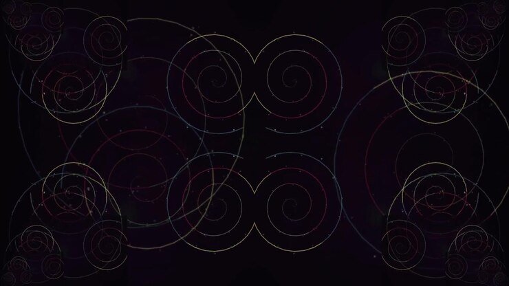 Colorful Abstract Spirals and Circles Animation on Dark Background