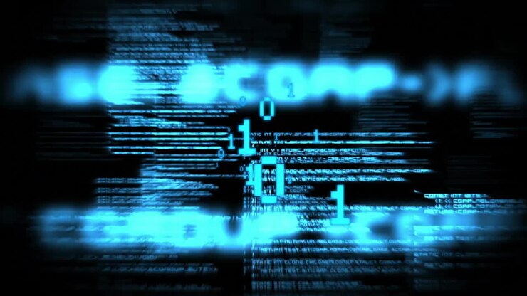 Animation of data processing on black background