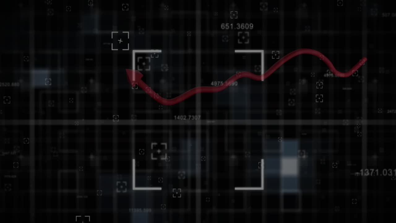 Animation of data processing over black background