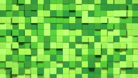 3d abstract cubes loop. video game geometric mosaic waves pattern. construction of hills landscape using brown and green grass blocks. 4k animation