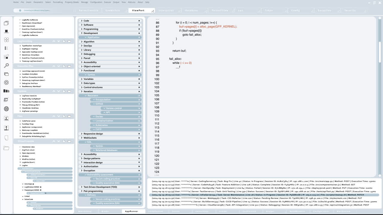captura de pantalla de la interfaz de desarrollo de software