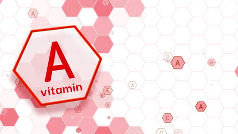 vitamin a hexagonal red icon on a white background. copy space. looped animated medical frame.