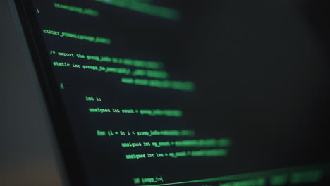 close-up of computer code on a laptop screen