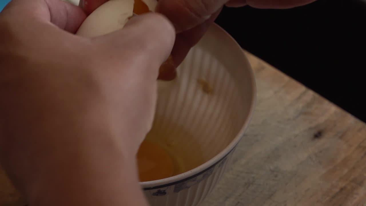 Eggs cracked on a bowl