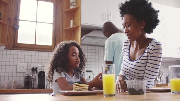 Family spending time at home together