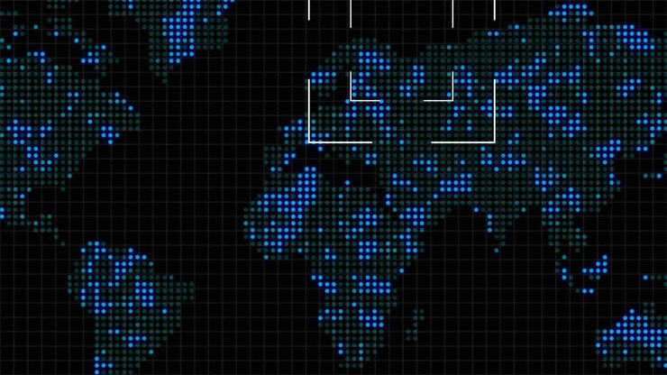 Scanning or searching an objective in a technologic hologram world map europe and africa