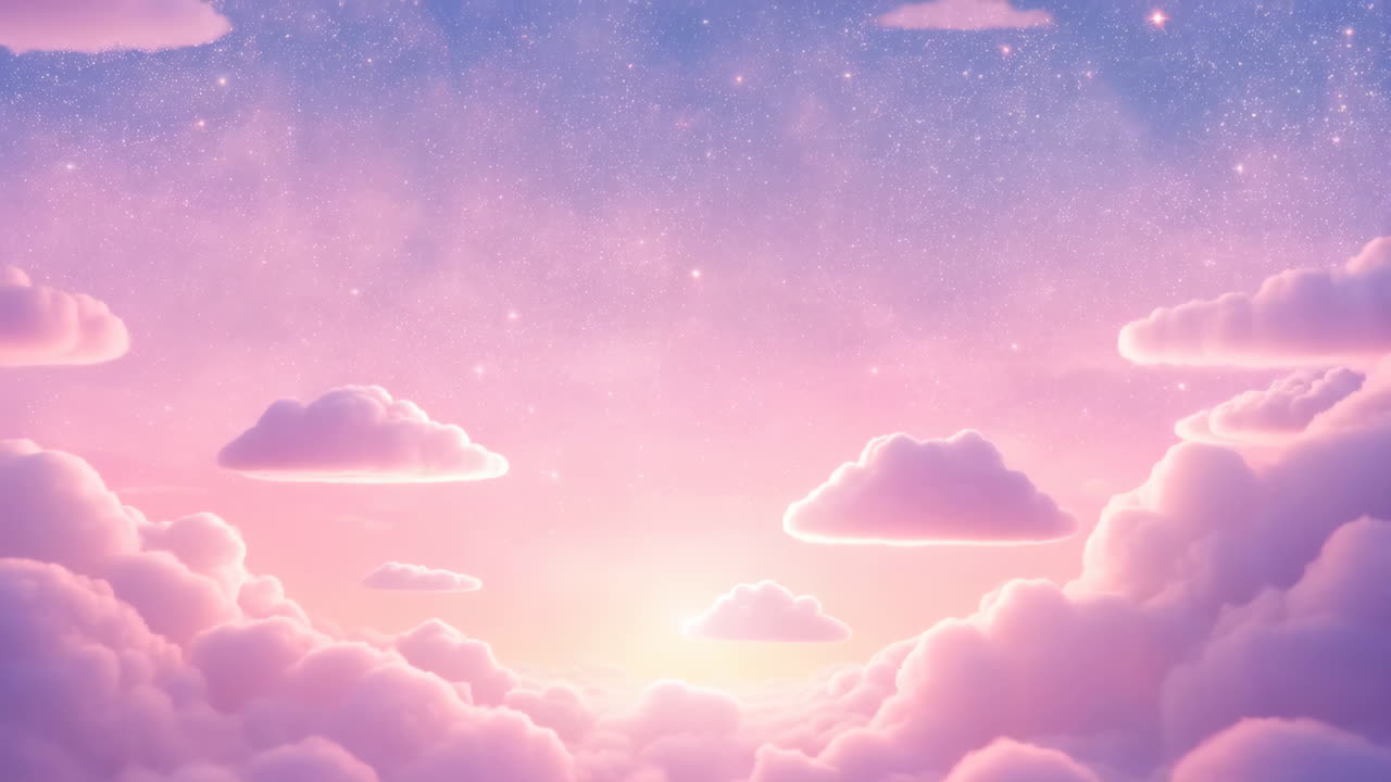 Dreamy Pastel Sky with Clouds and Stars