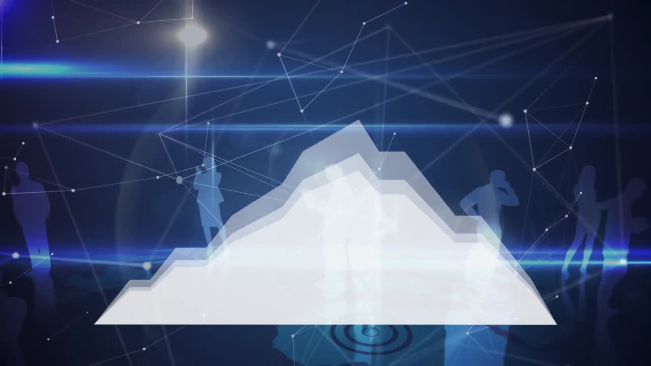 인간의 실루 ⁇ 과 세계 지도와 함께 주식 가격 그래프