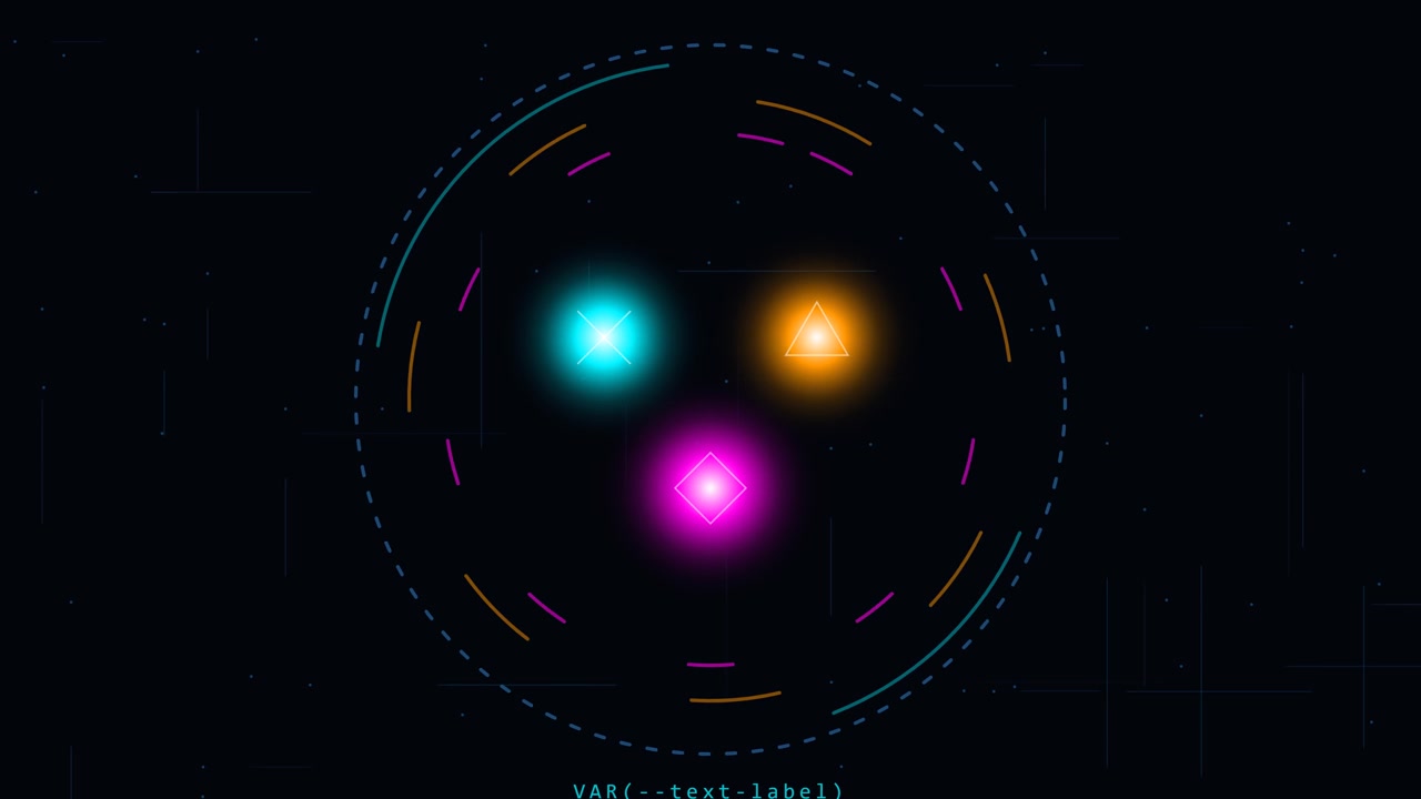 Interfaccia Digitale Astratta con Forme Geometriche Luminose ed Elementi HUD Circolari