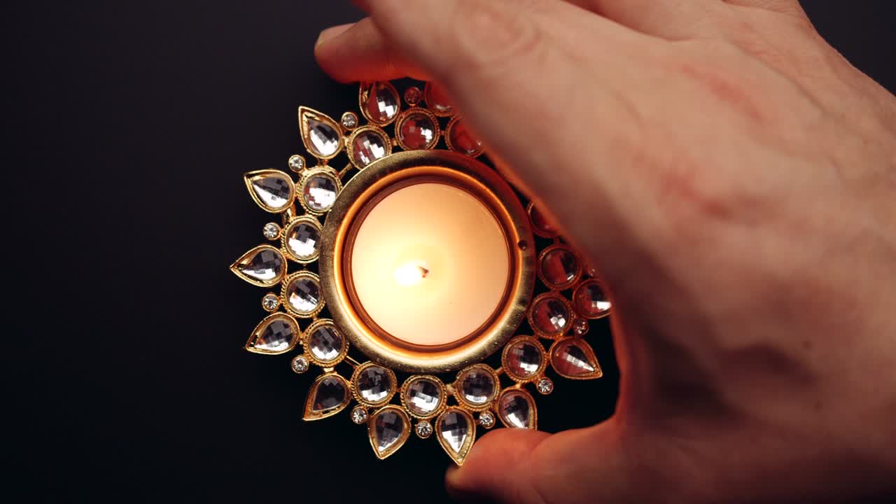 Closeup of Diya wax candles for Diwali festival party celebration event