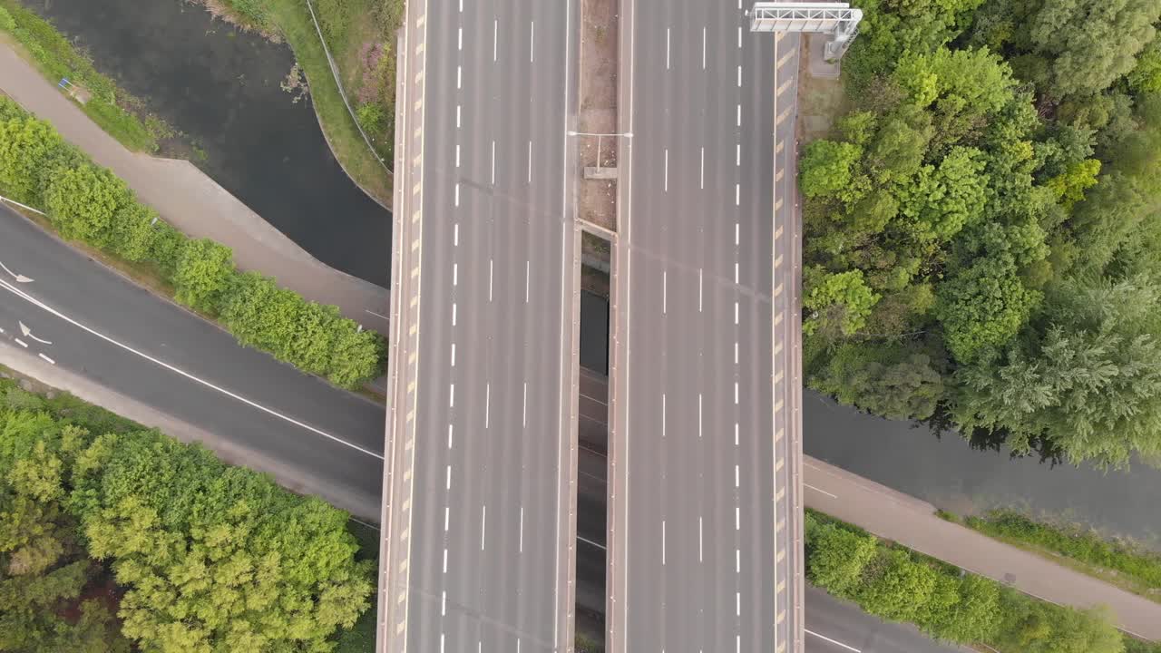 Dublin two way flyover infrastructure motorway over grand canal aerial reveal