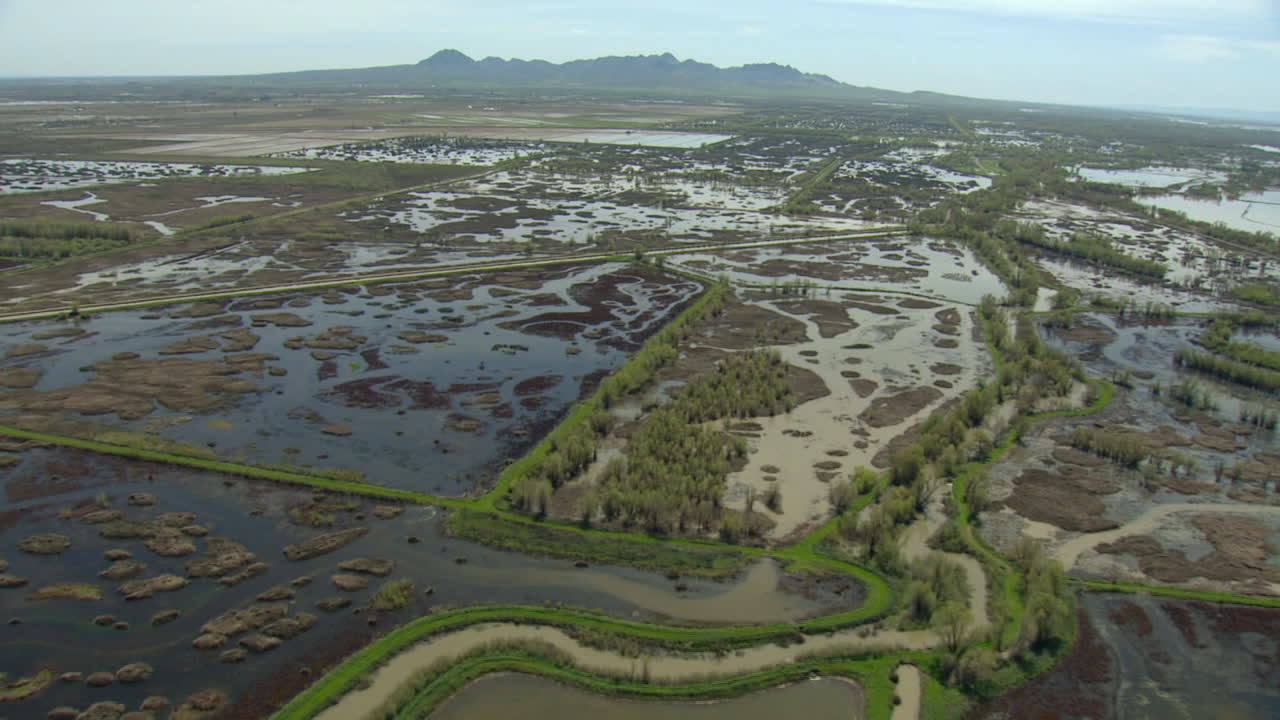 캘리포니아 델타 지역과 새크라멘토 근처의 호수 위의 공중 1