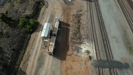 Machinery-taken-sample-of-grain-after-harvest-loaded-in-truck