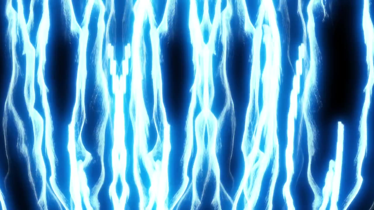 Abstract Blue Energy Beams Pulsing on Black Background