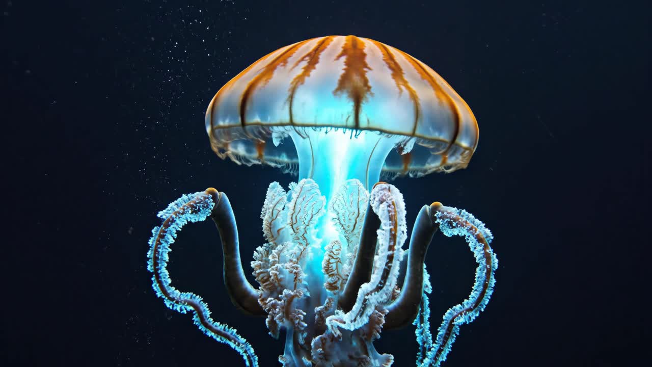 medusas brillantes en las profundidades del mar