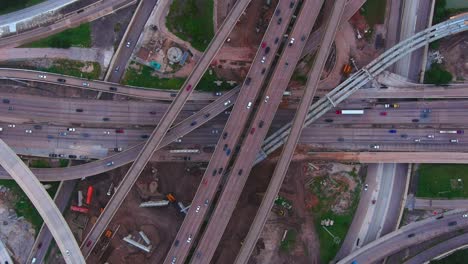 birds eye view of traffic on major freeway in houston