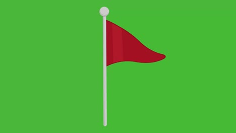 animación en bucle de un estandarte o una bandera triangular roja ondeando desde el poste