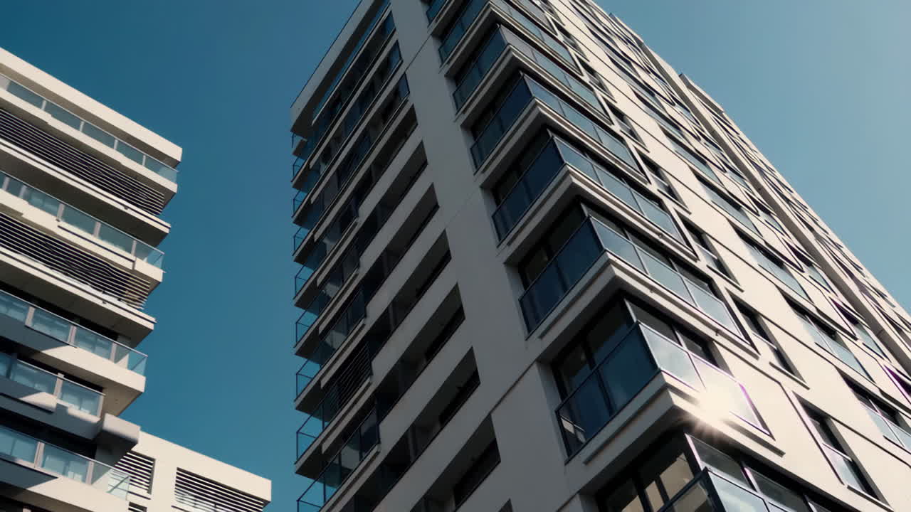 Modern Apartment Buildings Against a Clear Blue Sky