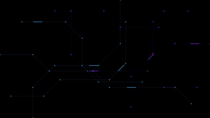 Abstract Digital Network Lines Connecting on Dark Background