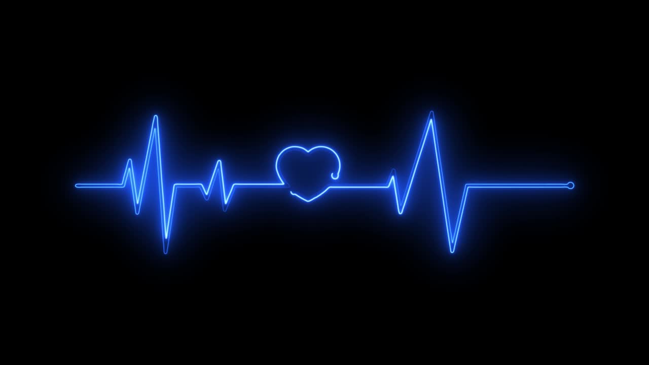 네온 애니메이션 무질서한 심장 박동 움직임 4k 비디오 배경
