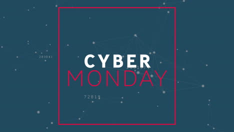 digital animation of cyber monday text banner against network of connections on blue background