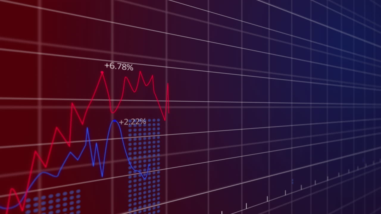 Animation of data processing over blue background