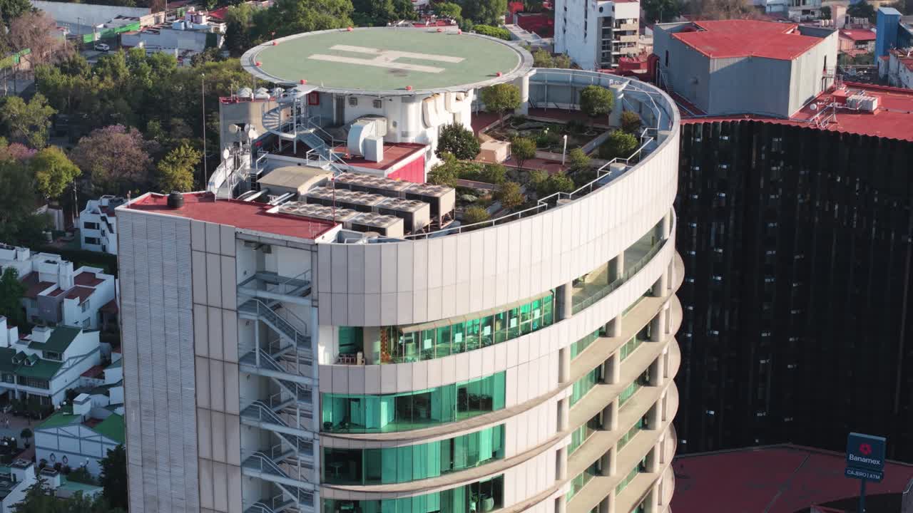 Roof garden of a green building, 70mm aerial shot CDMX
