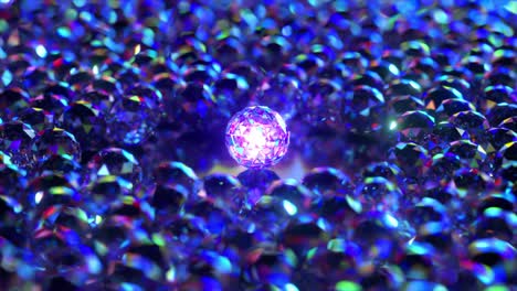 the concept of rarity and uniqueness. large glowing diamond sphere surrounded by small diamond spheres. 3d animation.