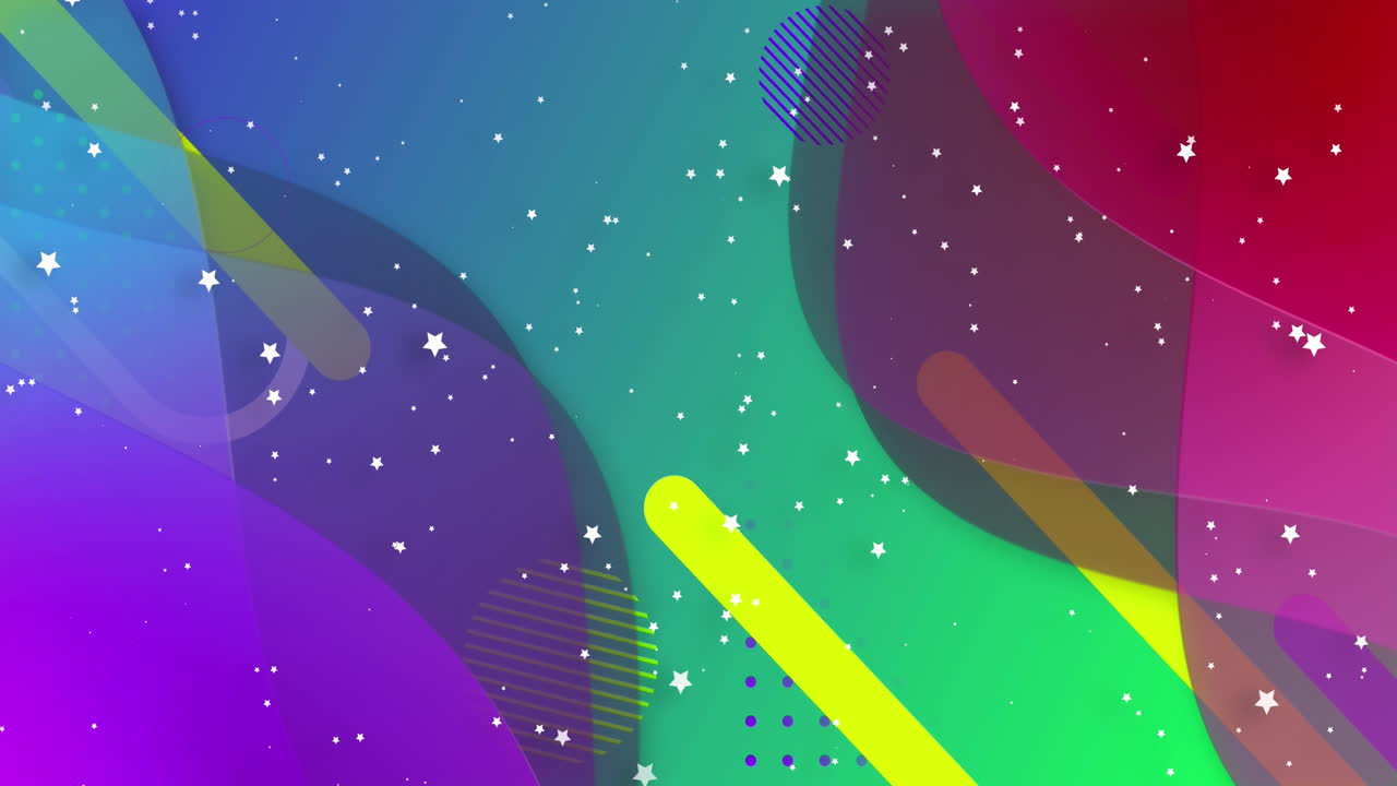 추상적인 모양의 애니메이션, 녹색 배경에 가운 반점이 떨어집니다.