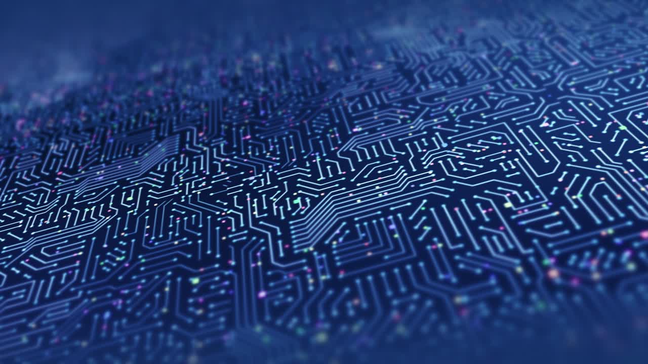 회로판 패턴 클로즈업 cpu 데이터 프로세싱 완벽한 루프
