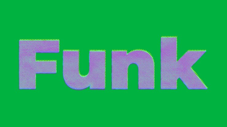 Animation of funk text in repetition on white background