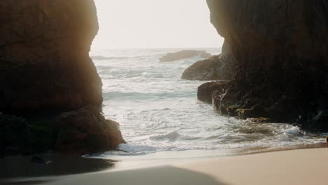 coastal caves at sunset