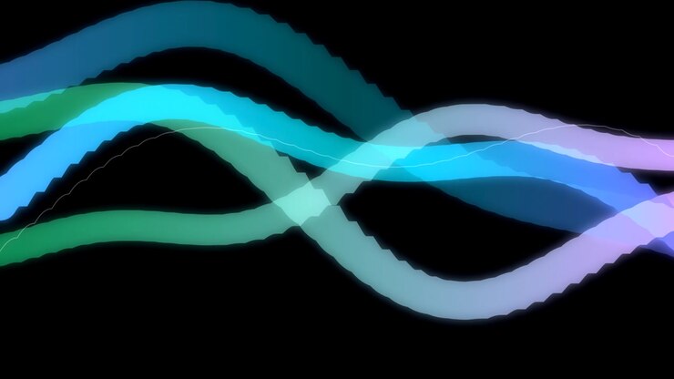 Abstract Glowing Gradient Waves Moving on Black Background