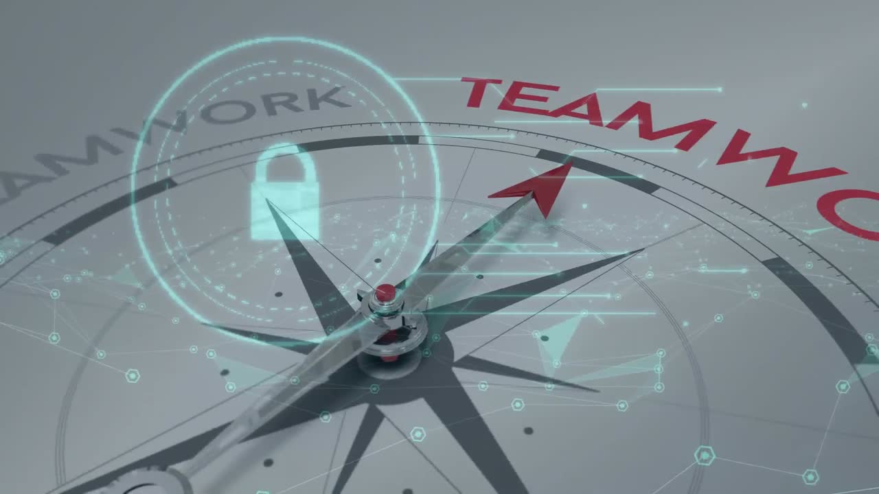 ⁇ 락 위에 텍스트와 함께 나침반의 애니메이션과 데이터 처리