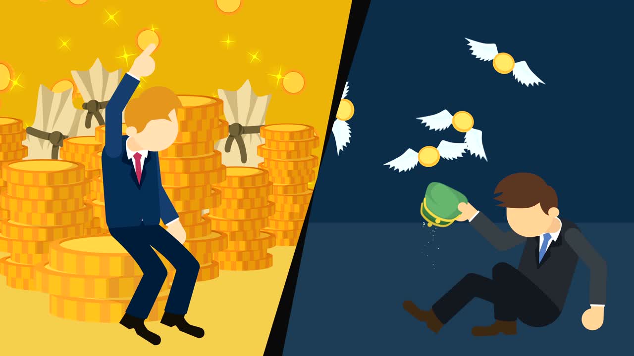 부자와 가난한 사람, 불평등 개념, 평평한 스타일의 루프 일러스트레이션