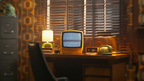 retro 1970s office scene