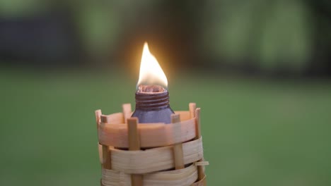antorcha de antorcha de bambú con llama ardiendo