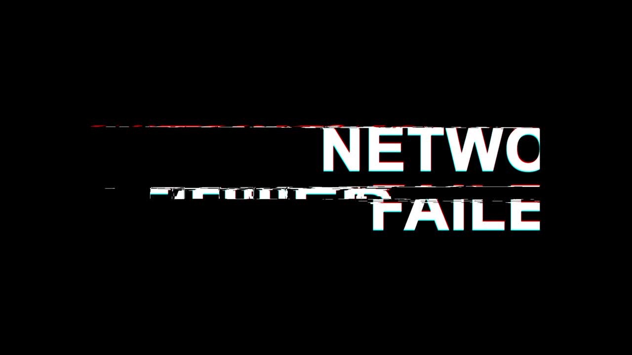 efecto de glitch fallido de la red texto distorsión de la televisión digital animación de bucle 4k