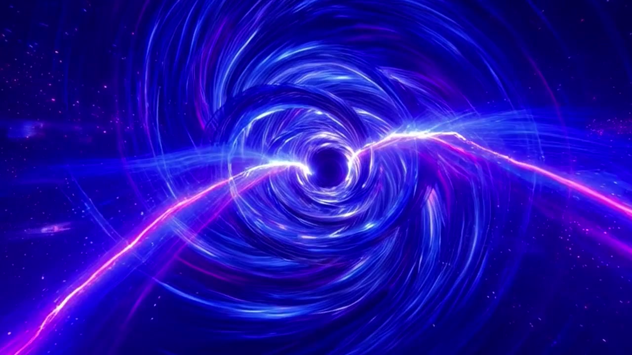 Abstract Animation of a Glowing Blue and Purple Cosmic Vortex