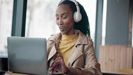 coffee shop, laptop and black woman