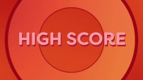 Digitale-Animation-Von-Highscore-Text-Vor-Konzentrischen-Kreisen-Auf-Orangefarbenem-Hintergrund