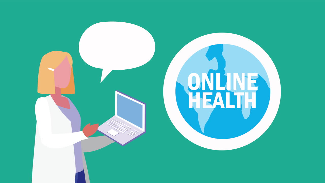 노트북을 사용하는 의사와 함께 온라인 의료 기술