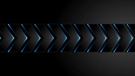 flechas de tecnología negra con luz de neón azul animación de video