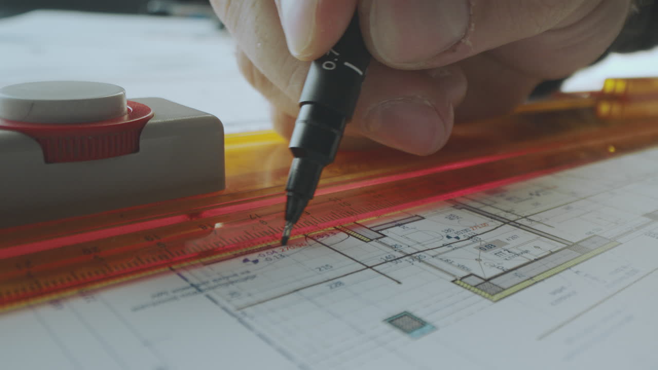 arquitecto trabajando en planos