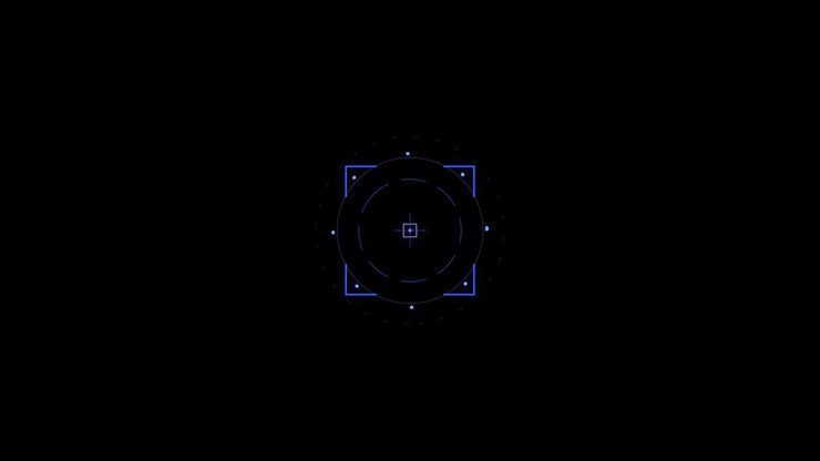 Digital HUD Target Reticle Animation on Black Background