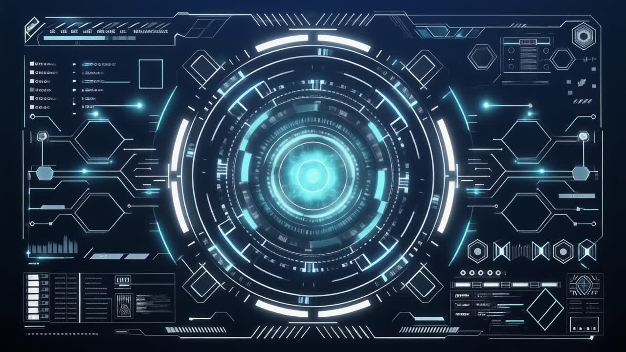 Abstract Futuristic Technology Interface with Animated Data