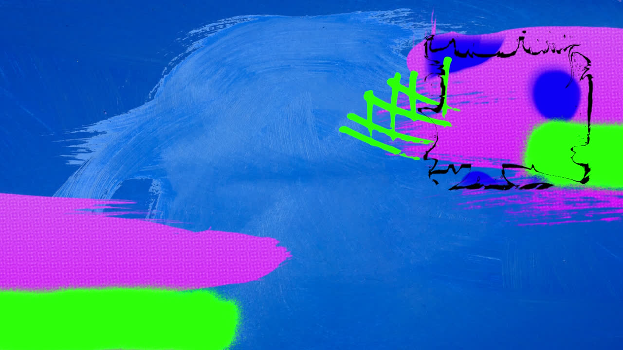 파란색 바탕에 다채로운 흔적