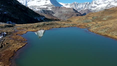 matterhorn peak reflection in stellisee lake in zermatt, switzerland