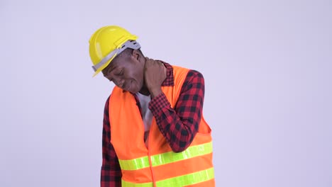 young handsome african man construction worker
