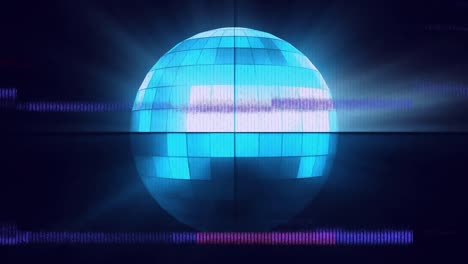 Pantalla-Con-Interferencia-De-Bandas-Que-Muestra-Una-Bola-De-Discoteca-Azul.